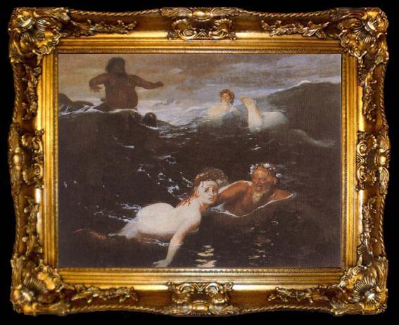 framed  Arnold Bocklin Playing in the Waves, ta009-2